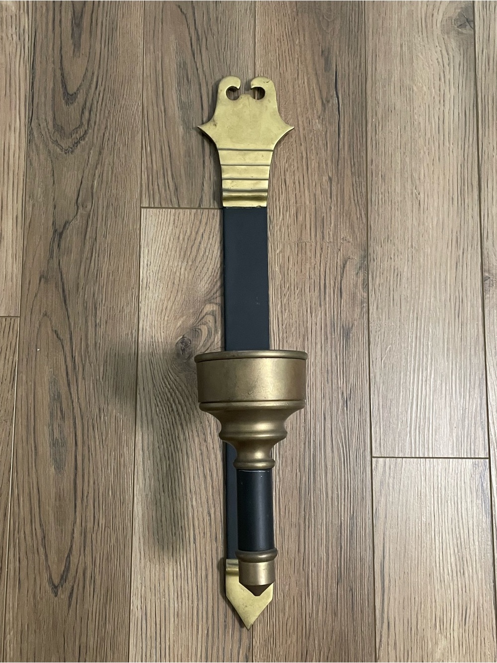 Vintage Brass and Black Metal Torch Sconce Candle Holder Medevil / Gothic style